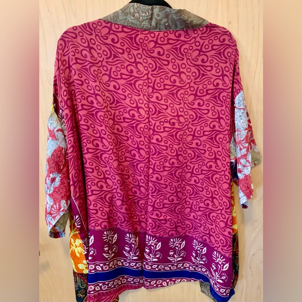 Boho Style Patchwork Short Kimono Multicolor Open… - image 5